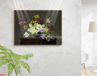File ảnh Tranh tĩnh vật sơn dầu hoa châu âu TV895 (gốc) in poster