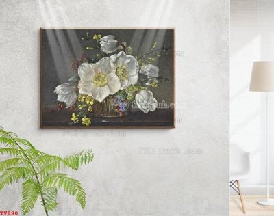 File PSD Tranh tĩnh vật sơn dầu hoa châu âu TV898 (nguyên gốc) chất lượng cao