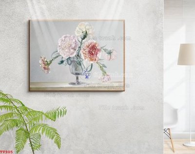 Mua file tranh gốc Tranh tĩnh vật sơn dầu hoa châu âu TV905 tại Filetranh.com