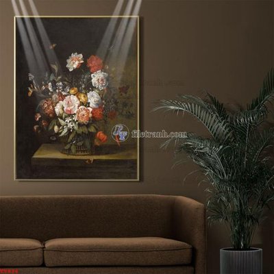 File tranh Tranh tĩnh vật sơn dầu hoa châu âu TV934 (ảnh gốc) in trần nhà