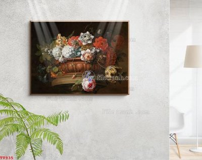 Chi tiết file gốc Tranh tĩnh vật sơn dầu hoa châu âu TV935 (cho in tráng gương)