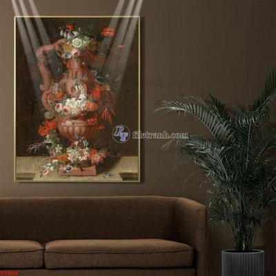 File tranh in tráng gương Tranh tĩnh vật sơn dầu hoa châu âu TV984 (siêu nét)