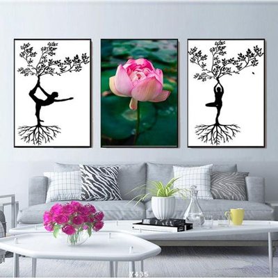 File gốc File tranh treo phòng tập yoga Y435 (in tráng gương) sang trọng