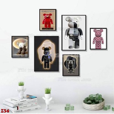 Download file File tranh bộ 6 tấm kaws gấu bearbrick Z34 (chất lượng in ấn)