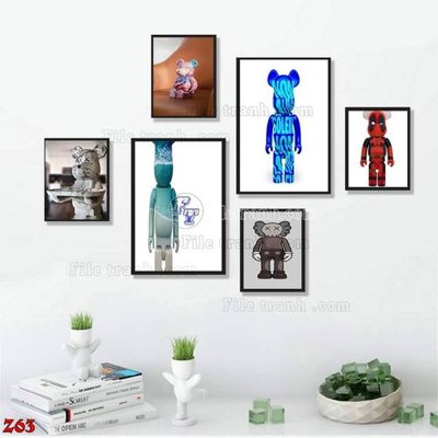 File tranh File tranh bộ 6 tấm kaws gấu bearbrick Z63 (gốc) in backlit film