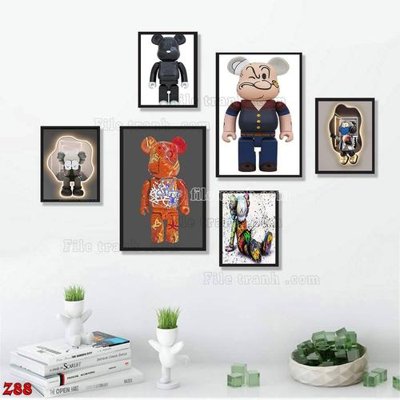Download file gốc File tranh bộ 6 tấm kaws gấu bearbrick Z88 (dùng cho in ấn)