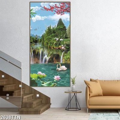 Download file ảnh gốc Tranh sơn thủy thác nước 2638TTN để in ấn