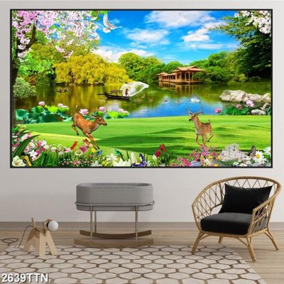 File tranh Tranh sơn thủy thác nước 2639TTN (gốc) chủ đề thiên nhiên