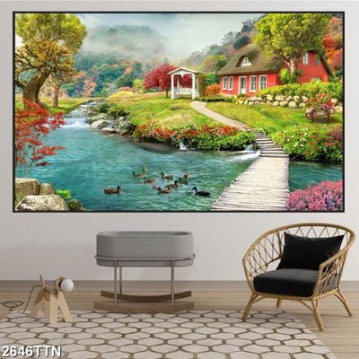 File PSD Tranh sơn thủy thác nước 2646TTN (chất lượng in ấn)