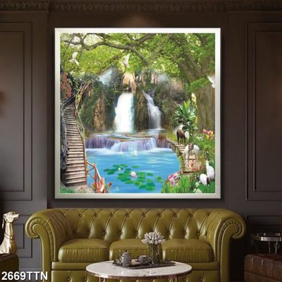 Download file tranh PSD Tranh sơn thủy thác nước 2669TTN để chỉnh sửa
