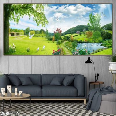 File in trần Tranh sơn thủy thác nước 2686TTN (file gốc) xuyên sáng