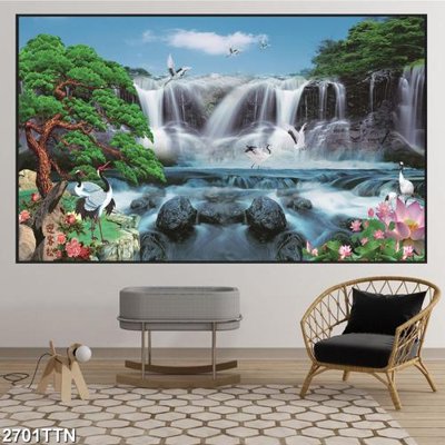 Download file gốc Tranh sơn thủy thác nước 2701TTN (in mica) trang trí