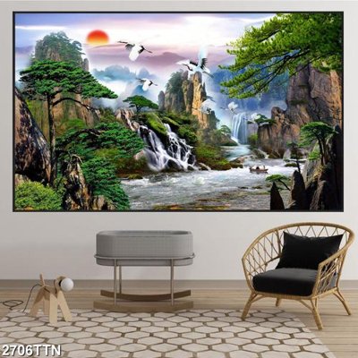 File tranh gốc Tranh sơn thủy thác nước 2706TTN (bản quyền) Filetranh.com