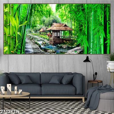 Ảnh mô tả file gốc in mica Tranh sơn thủy thác nước 2712TTN