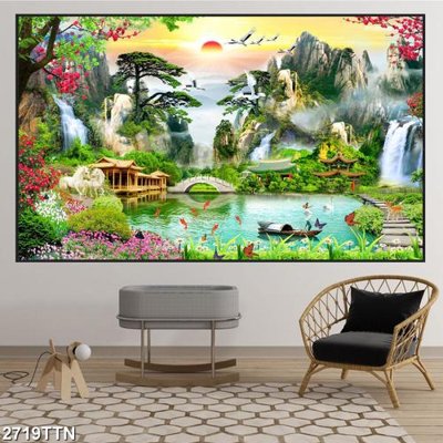 Tải file tranh Tranh sơn thủy thác nước 2719TTN (gốc) tại Filetranh.com