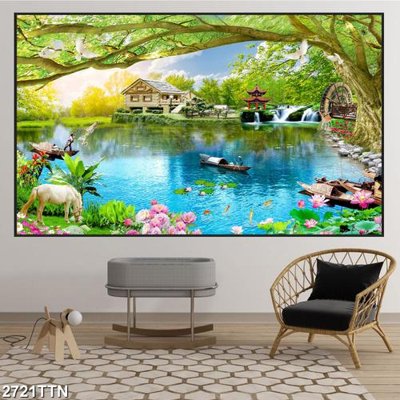 File gốc Tranh sơn thủy thác nước 2721TTN (PSD/TIFF) độ phân giải cao