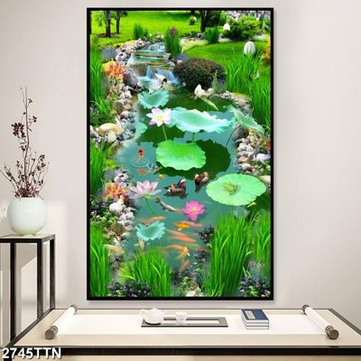 File tranh in trần 3D Tranh sơn thủy thác nước 2745TTN (ảnh gốc)