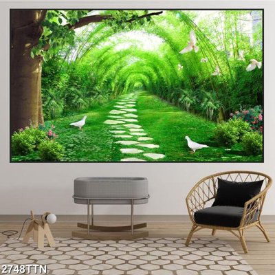 File tranh in tráng gương Tranh sơn thủy thác nước 2748TTN (siêu nét)