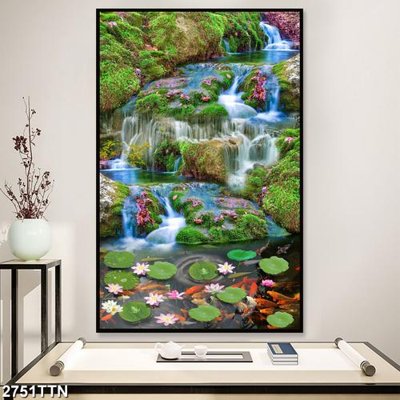 File gốc Tranh sơn thủy thác nước 2751TTN (in mica) làm quà tặng