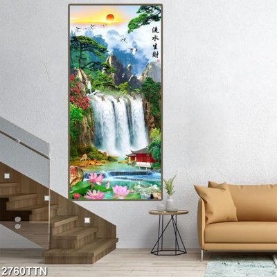 File PSD Tranh sơn thủy thác nước 2760TTN (nguyên gốc) chất lượng cao