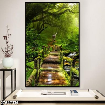 Ảnh gốc Tranh sơn thủy thác nước 2761TTN (độ nét cao) in tráng gương