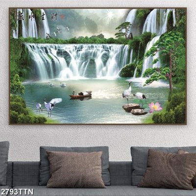 File in ấn cao cấp Tranh sơn thủy thác nước 2793TTN (file gốc)