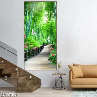 File tranh Tranh sơn thủy thác nước 2799TTN (gốc) in vải canvas