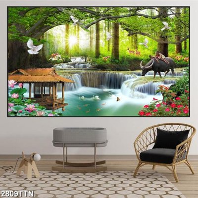 Hình ảnh gốc Tranh sơn thủy thác nước 2809TTN (để in khổ lớn)