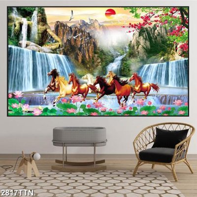 File tranh in trần Tranh sơn thủy thác nước 2817TTN (ảnh gốc siêu nét)