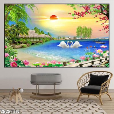 Tải file Tranh sơn thủy thác nước 2828TTN (gốc) làm file in ấn