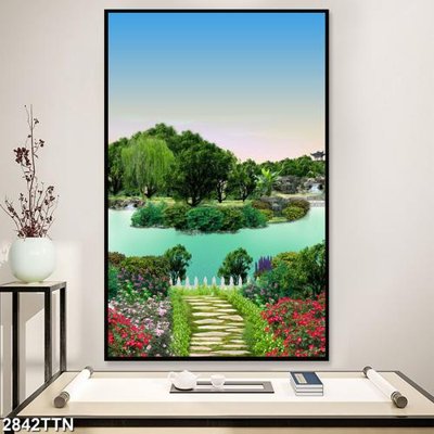 Tải file Tranh sơn thủy thác nước 2842TTN (gốc) làm tranh trang trí