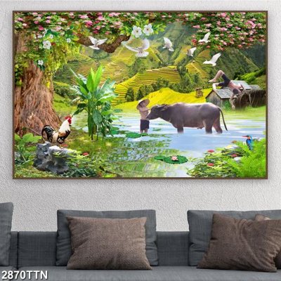 Download file gốc Tranh sơn thủy thác nước 2870TTN (in mica) trang trí