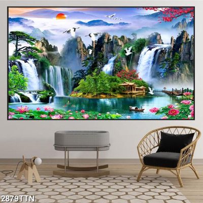 File ảnh gốc Tranh sơn thủy thác nước 2879TTN (chuyên in mica)