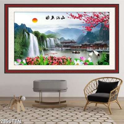 File gốc Tranh sơn thủy thác nước 2896TTN (PNG) trong suốt (transparent)