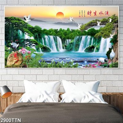 File gốc in ấn Tranh sơn thủy thác nước 2900TTN (sẵn sàng tải về)