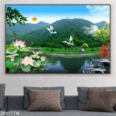 Tải file Tranh sơn thủy thác nước 2911TTN (gốc) làm file quảng cáo