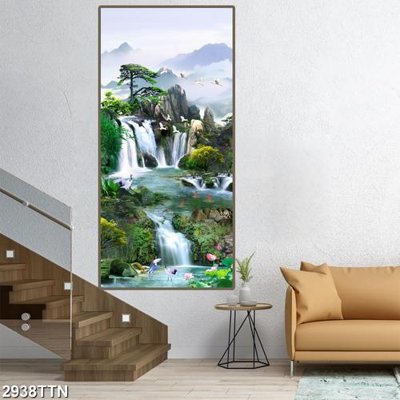 Tải file Tranh sơn thủy thác nước 2938TTN (PSD) cho in tranh 3D