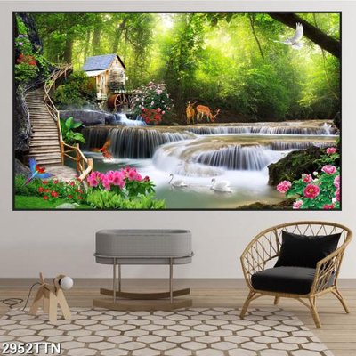 File tranh Tranh sơn thủy thác nước 2952TTN (gốc) chủ đề trừu tượng