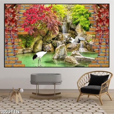 File in mica Tranh sơn thủy thác nước 3005TTN (ảnh gốc) đẹp