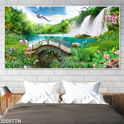 File tranh Tranh sơn thủy thác nước 3009TTN (gốc) in film
