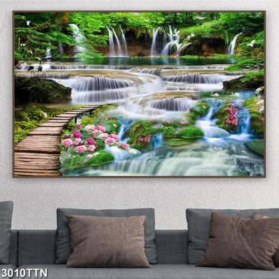 File gốc Tranh sơn thủy thác nước 3010TTN cho in ấn và thiết kế