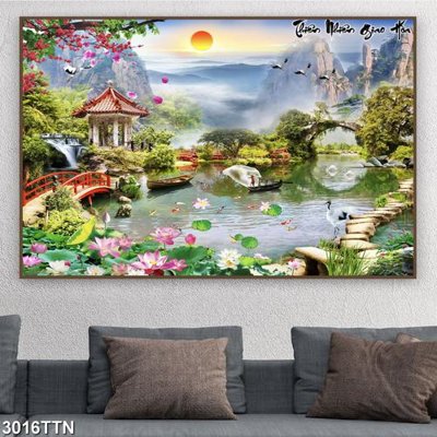 Tệp tin gốc Tranh sơn thủy thác nước 3016TTN (dùng cho in) Tranh sơn thủy thác nước 3016TTN