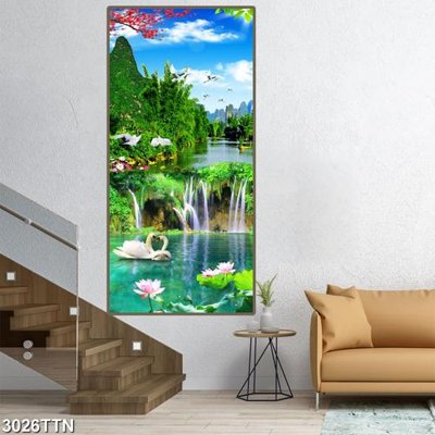 Download file tranh PSD Tranh sơn thủy thác nước 3026TTN để chỉnh sửa