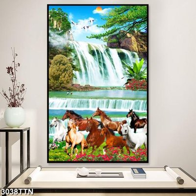 Download file gốc Tranh sơn thủy thác nước 3038TTN (in mica) 3D