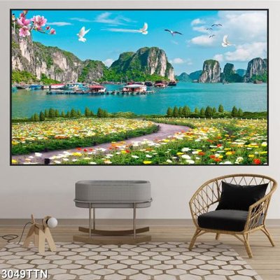 Tải file Tranh sơn thủy thác nước 3049TTN (PSD) cho in ấn quảng cáo