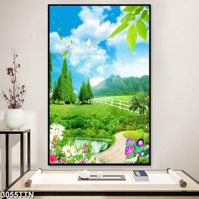 Tải file tranh gốc Tranh sơn thủy thác nước 3055TTN chất lượng cao