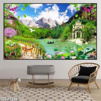 Download file ảnh gốc Tranh sơn thủy thác nước 3059TTN để in ấn