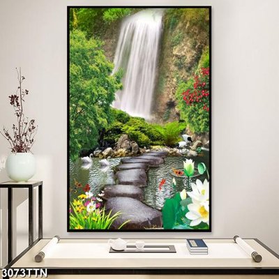 File gốc Tranh sơn thủy thác nước 3073TTN (dành cho trang trí nội thất)