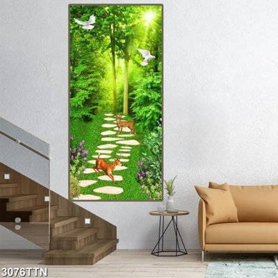 File gốc in tráng gương Tranh sơn thủy thác nước 3076TTN chi tiết