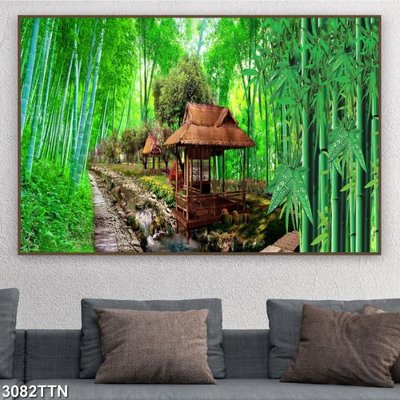 File PSD Tranh sơn thủy thác nước 3082TTN (gốc) cho designer